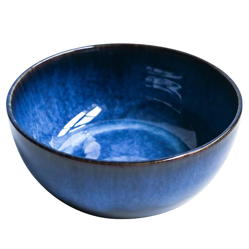 

2400ml Super big salad bowl ceramic blue porcelain dropping bowl wholesale tableware deep bowl deep blue big capacity bowl