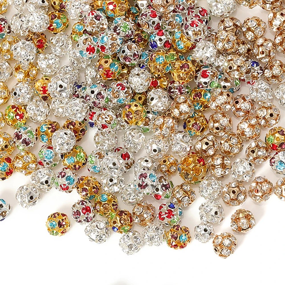 

30pcs/lot Glass Rhinestone Ball Bead 6/8/10mm Crystal Spacer Loose Beads for Jewelry Making Diy Bracelet Necklace Beads Charms