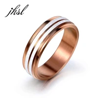 jhsl unisex women men solid rose gold color rings stainless steel fashion jewelry high polishing size 8 9 10 11 12 13