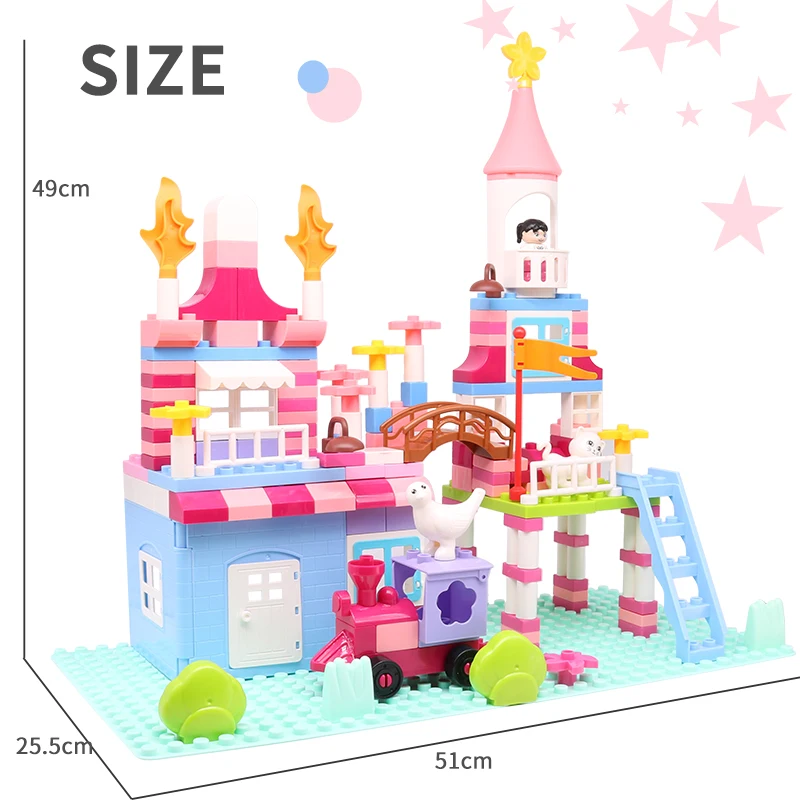 174 шт. розовый принцесса замок Строительные блоки Друзья дом Кирпичи DIY