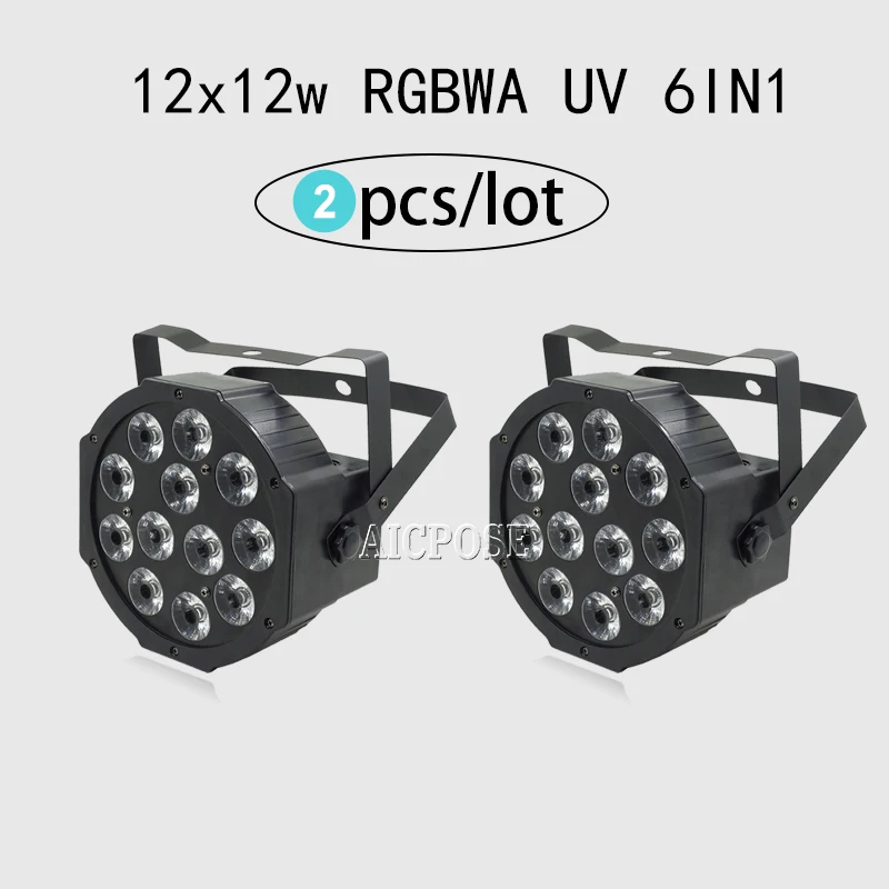 2 шт./лот 12x12 Вт удаленного Управление Led Par свет RGBWA УФ 6in1 плоский RGBW 4in1