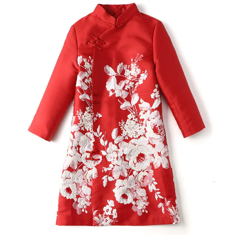 Современный китайский стиль qipao розовый красный Леди вечернее платье - Цвет: Красный