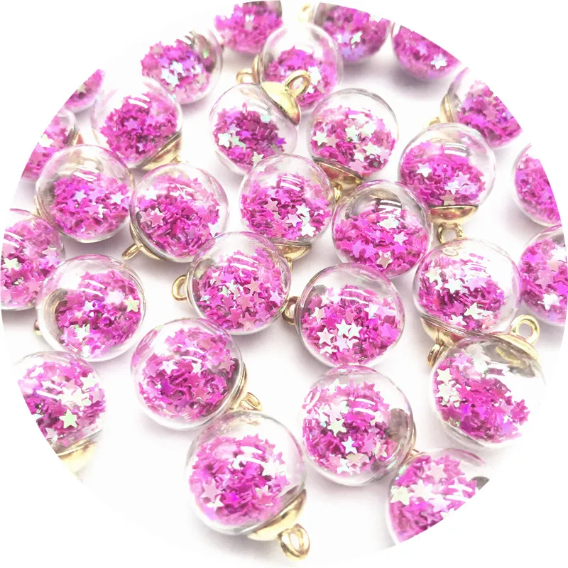 5/10 шт. 16 мм Красочный прозрачный Стекло мяч подвески в виде звезд вывод для