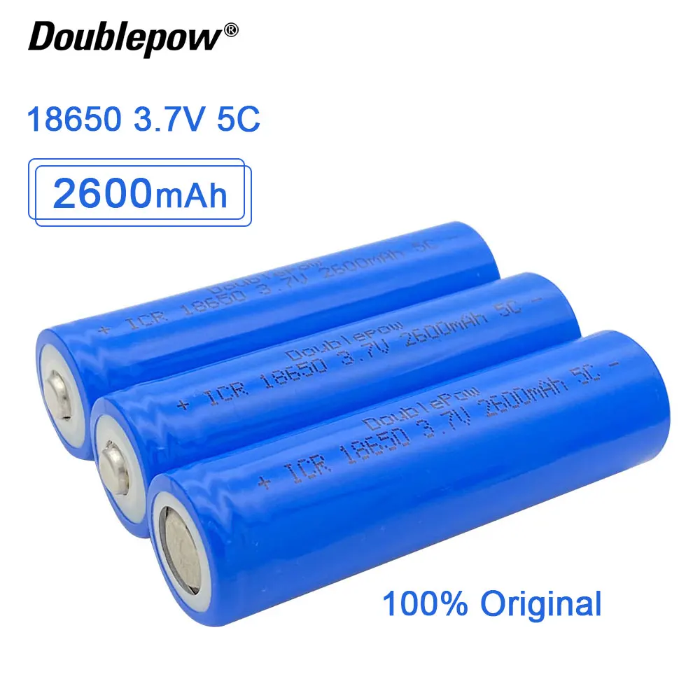 Оригинальный аккумулятор Doublepow 18650 3 7 В 2600 мАч литиевый для фонарика и т.