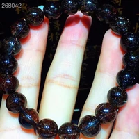 natural black rutilated quartz crystal bracelet 9 6mm clear round beads stretch women men brazil aaaaaa
