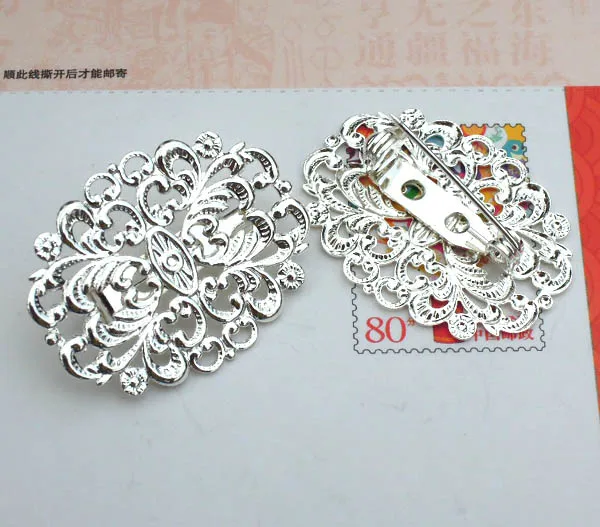 31x24 мм Посеребренная латунная филигрань с бантом ободок шпильки для задней
