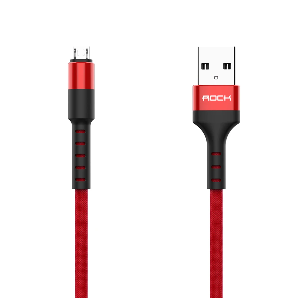 ROCK Micro USB кабель для быстрой зарядки и синхронизации данных зарядный кабель для Xiaomi Redmi Note 5 Pro samsung huawei мобильный телефон Android - Цвет: Красный