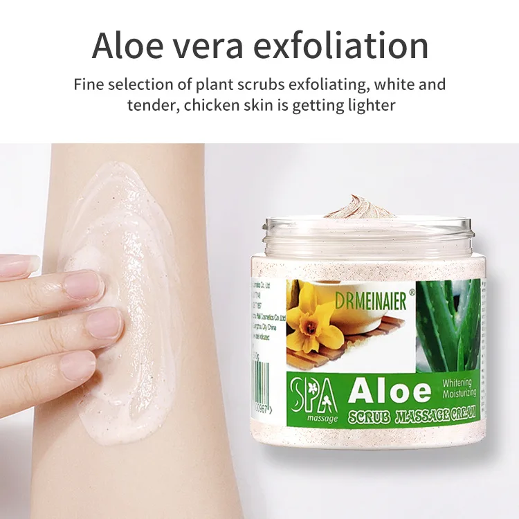 

500g Aloe Scrub massage cream Cleansing moisturizing exfoliating rubbing mud removre chicken skin cream body scrub