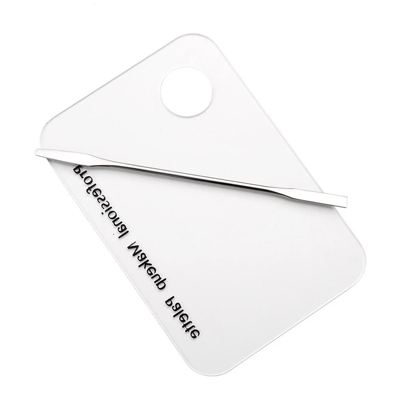 Makeup Palette Clear Acrylic Nail Stamping Plates Polish Gel Mixing Spatula Foundation Eyeshadow Stainless Steel Rod Manicure