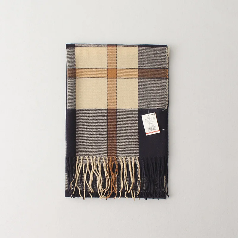 Тартановый плед из искусственного кашемира женские зимние шарфы толстые теплые