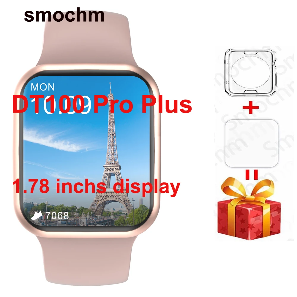 

Smochm IWO DT100 Pro Plus 1.78" Smart Watch 44MM Infinite Screen Heart Rate Monitor Customized Watchfaces Bluetooth Call PK IWO7