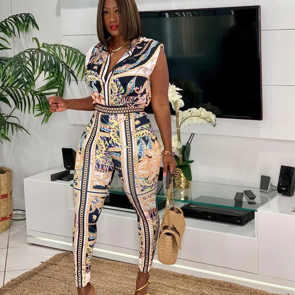

2 Piece Sets African Sets For Women New African Print Elastic Bazin Baggy Pants Rock Style Dashiki Famous Suit Lady Outfits