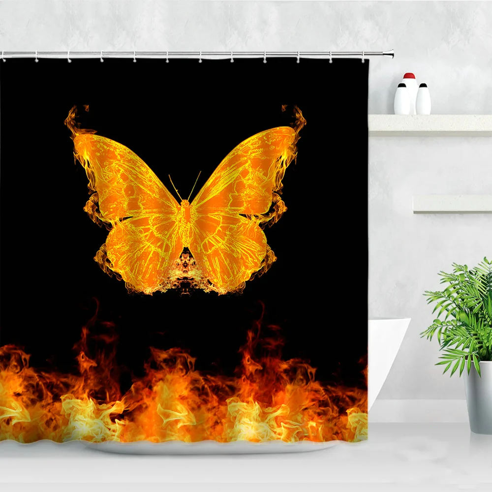 

3D Colorful Butterfly Shower Curtains Birch Print Modern Fashion Home Children Bathroom Decor Waterproof Fabric Bath Curtain Set