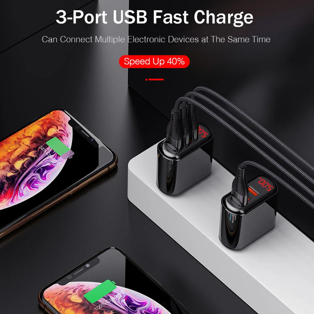 Сетевое зарядное устройство Ottwn с 3 USB портами и европейской вилкой 17