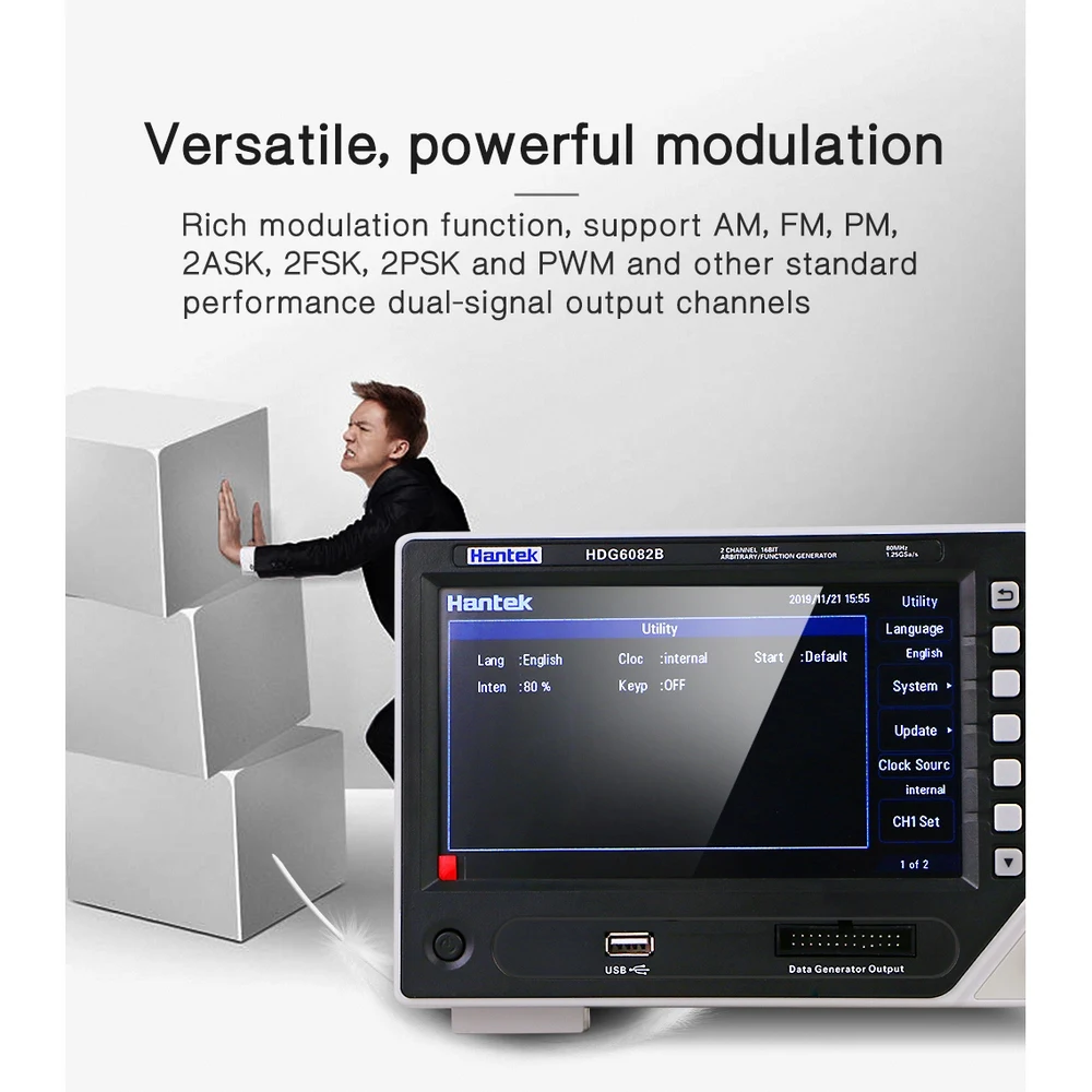 Hantek HDG6082B Auto Arbitrary 64M Waveform Generator Frequency 80MHz 2 Channels Cycle Peak RMS Bandwidth | Инструменты