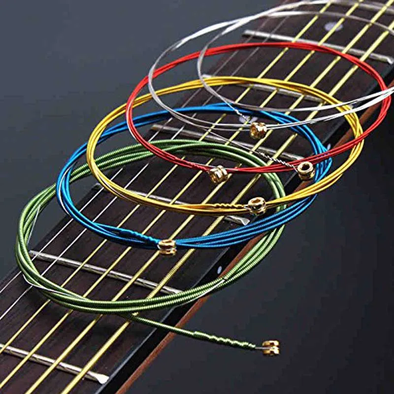 Guitar Strings 6 шт./компл. акустической гитары Радуга Цвет Фул гитарные струны E-A для Акустическая гитара для игры в стиле фолк Классическая гитара Мульти Цвет - Цвет: Guitar Strings