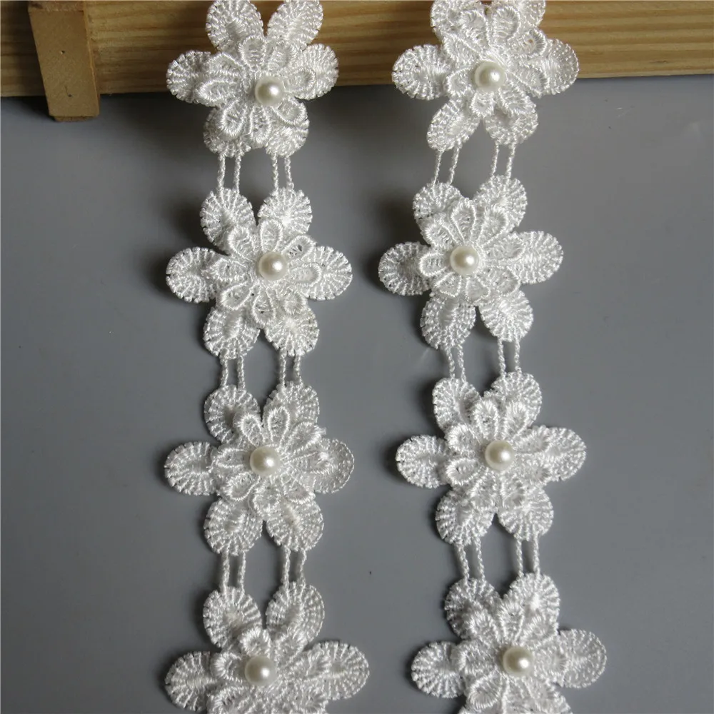 10X растворимая белая жемчужина ромашки цветы вышитые кружевные отделочные ленты