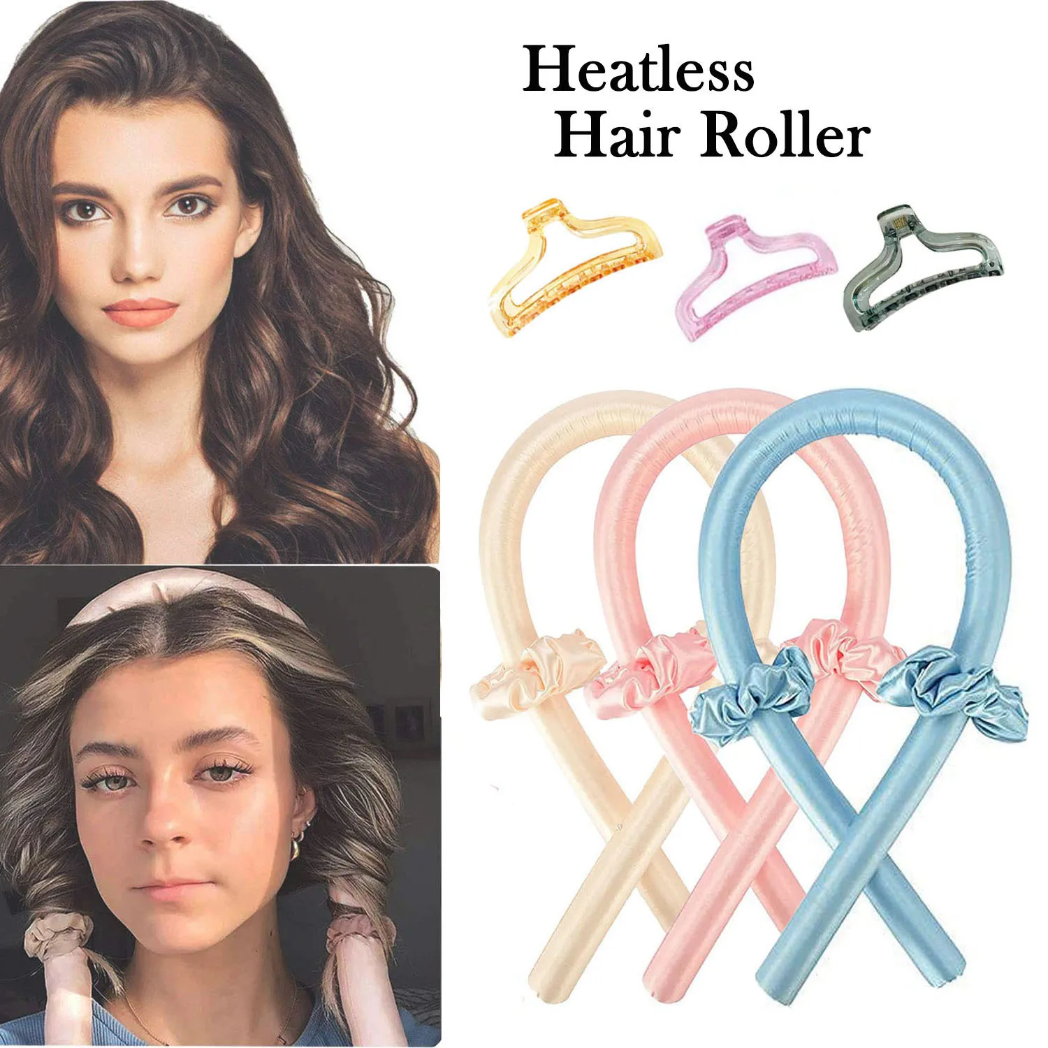 

Heatless Curling Rod Headband Lazy Curler Set Make Hair Soft Shiny No Heat Spiral Pear Flower Curling Iron Modeling Accessories