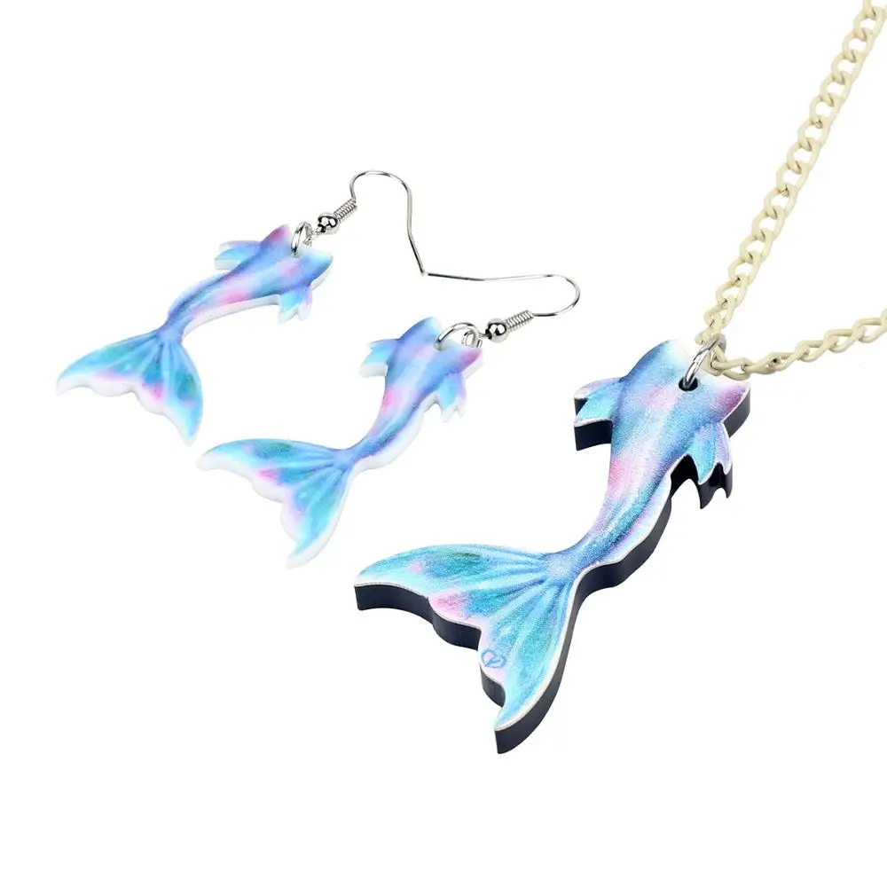 WEVENI Акриловые Красочные сказочные комплекты для девочек ожерелье и сережки в