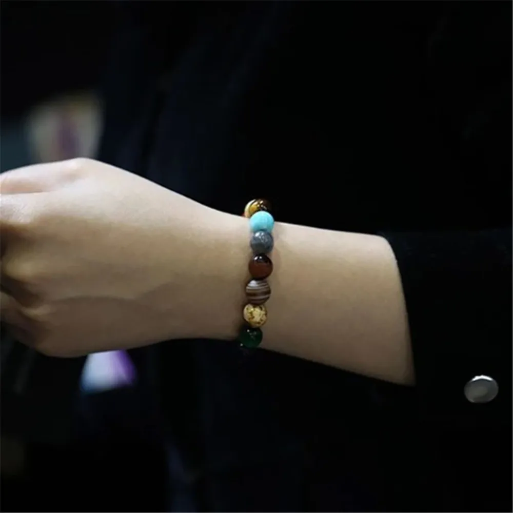 Браслет с бусинами в виде восьми планет мужской из натурального камня Вселенная