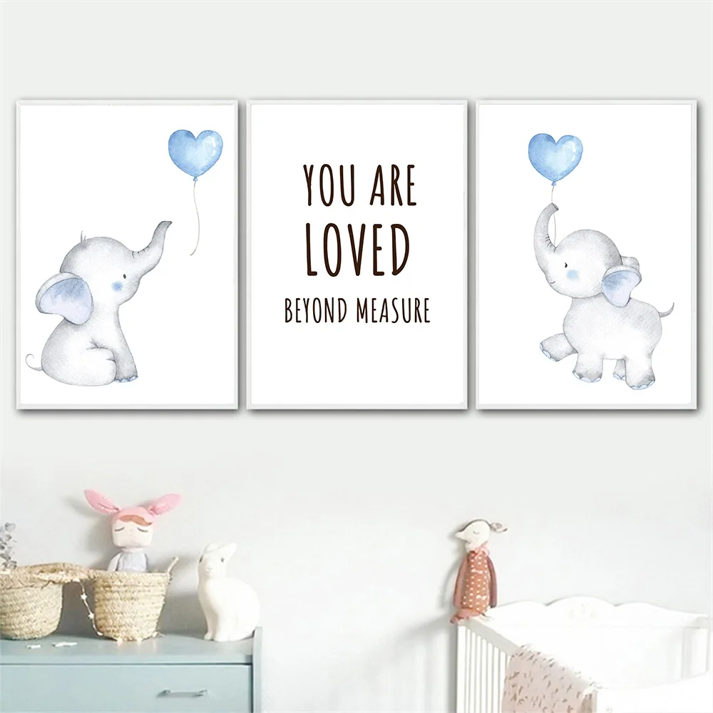 Синий воздушный шар слон искусство на стене печать холсте цитата картина