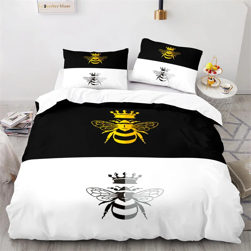 

Cute Little Bee Home Textile Children's Down Quilt Pillowcase 2-3 Piece Cartoon Bedding Set with High Quality Floral Bee Pattern