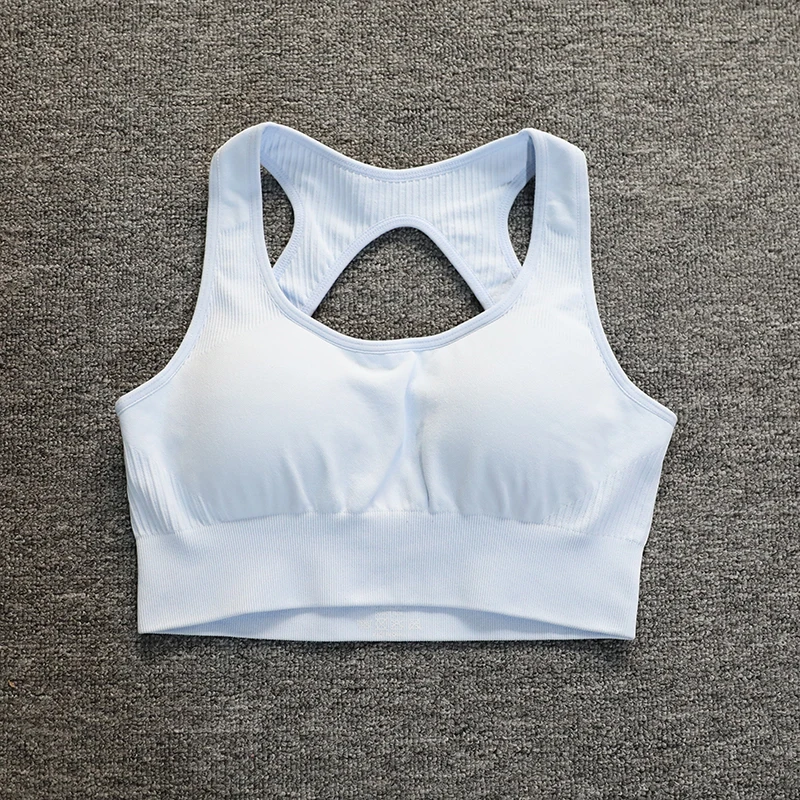 ABS LOLI Cutout Racer Back Seamless Sports Bra Women Medium Support Push Up Fitness Bras Padded Athletic Yoga Crop Tank Top