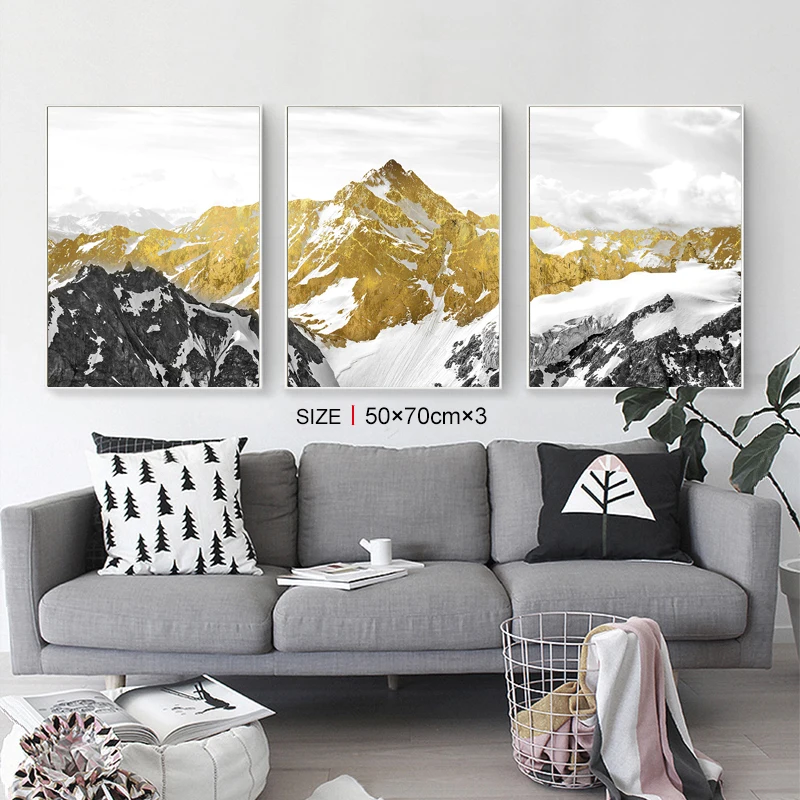 Золотые горы Landcape плакаты принты картины на холсте wall art Для Гостиная Декор для