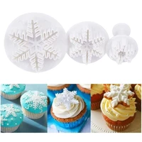 3pcsset sugarcraft cake decorating tools snowflake plunger cutter mold sugar clay crafts baking tools christmas party supplies