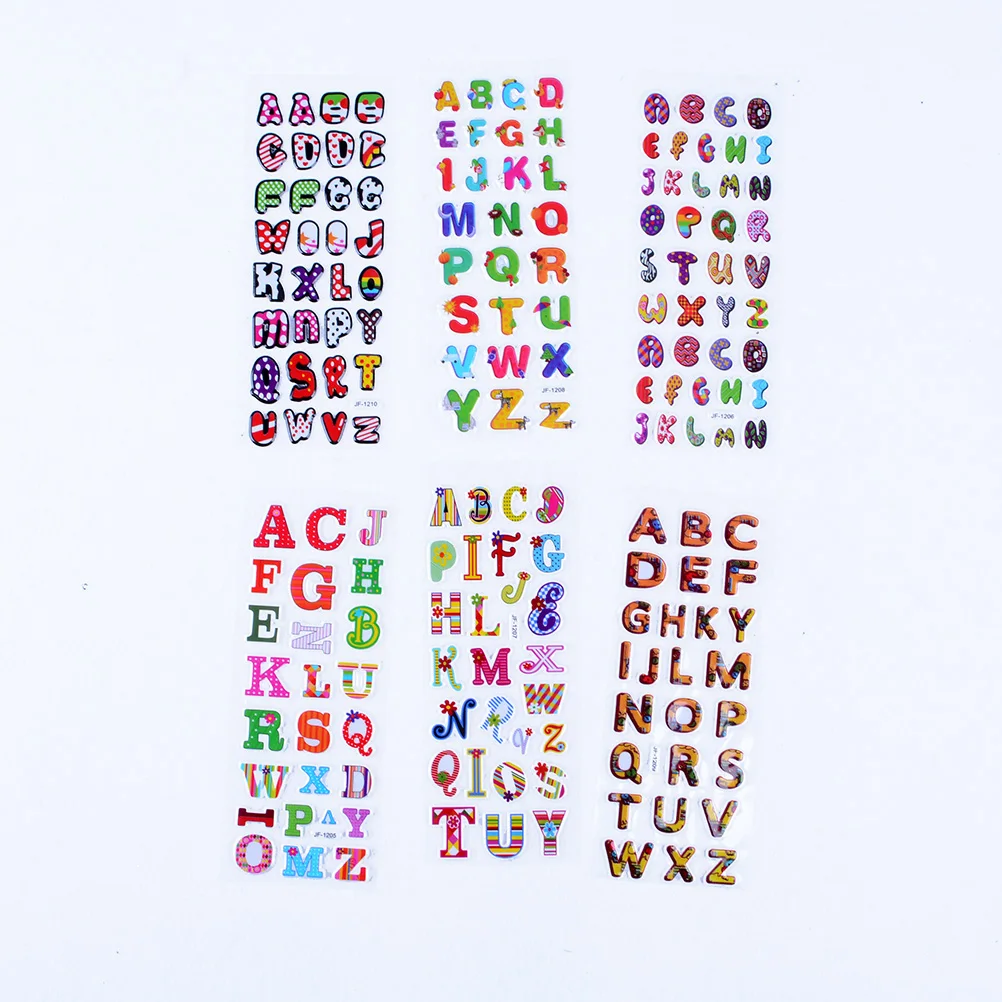 

10 листов, наклейки в виде букв алфавита, 7 см х 17 см