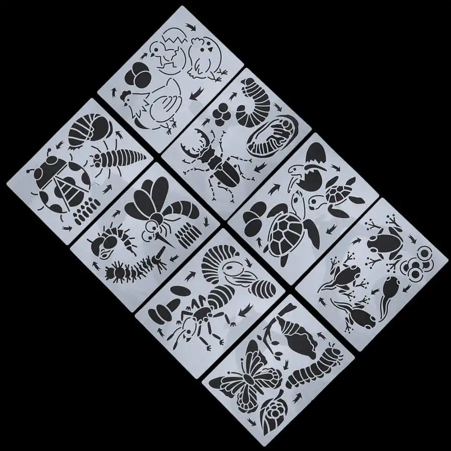 Детский животный жизненный цикл шаблон полые картины чертежа сделай сам набор