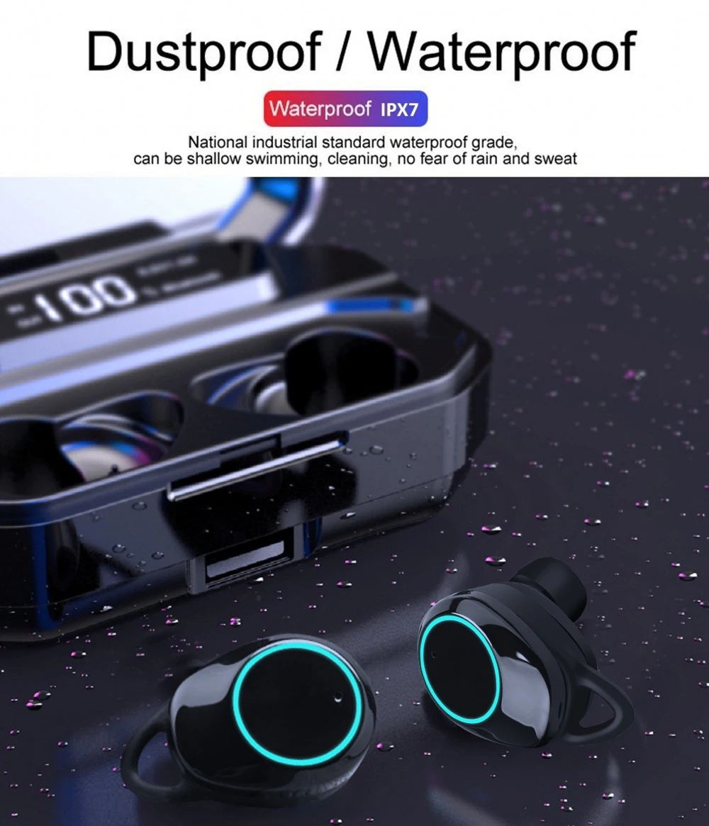 G02 TWS 5,0 Bluetooth 9D стерео наушники беспроводные наушники IPX7 водонепроницаемые наушники 4000 мАч светодиодный дисплей Smart power Bank