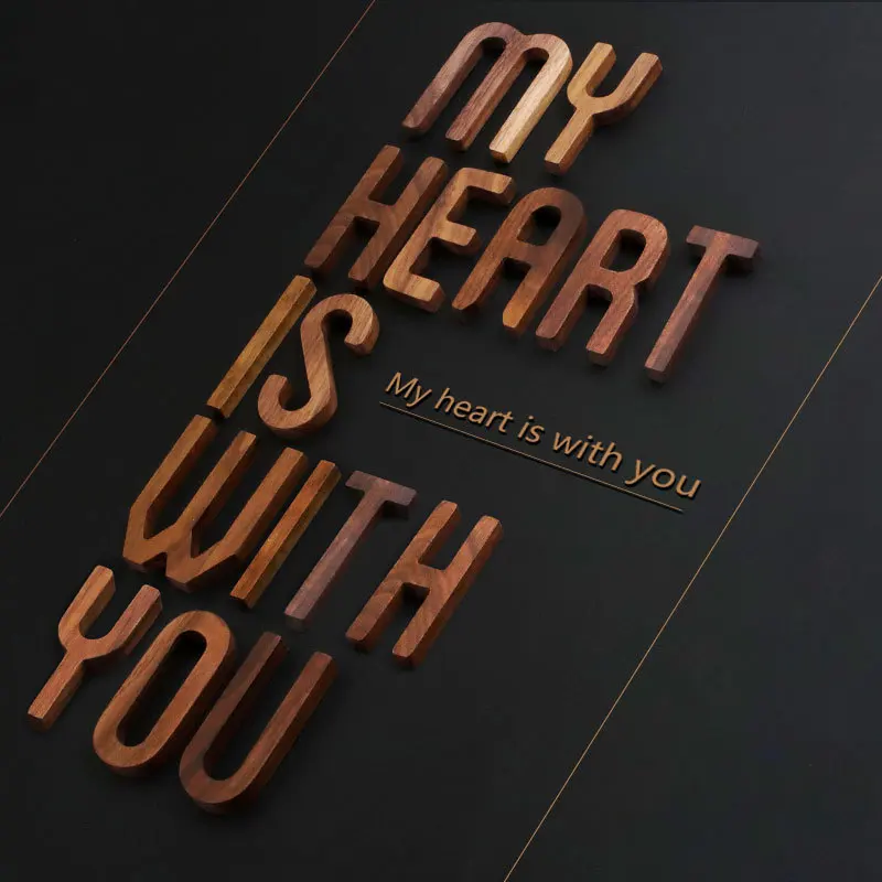 

Nordic Style Black Walnut English Alphabet DIY Letter Wall Decoration Wooden Decoration Home Furnishings Wooden Shooting Props