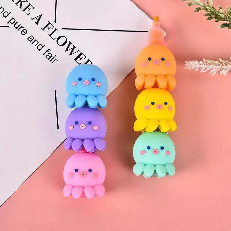 

Kawaii Assembly Octopus Fluorescent Note Number Pen Set Painting Highlight Mark Children's Gifts School Supplies Stationery