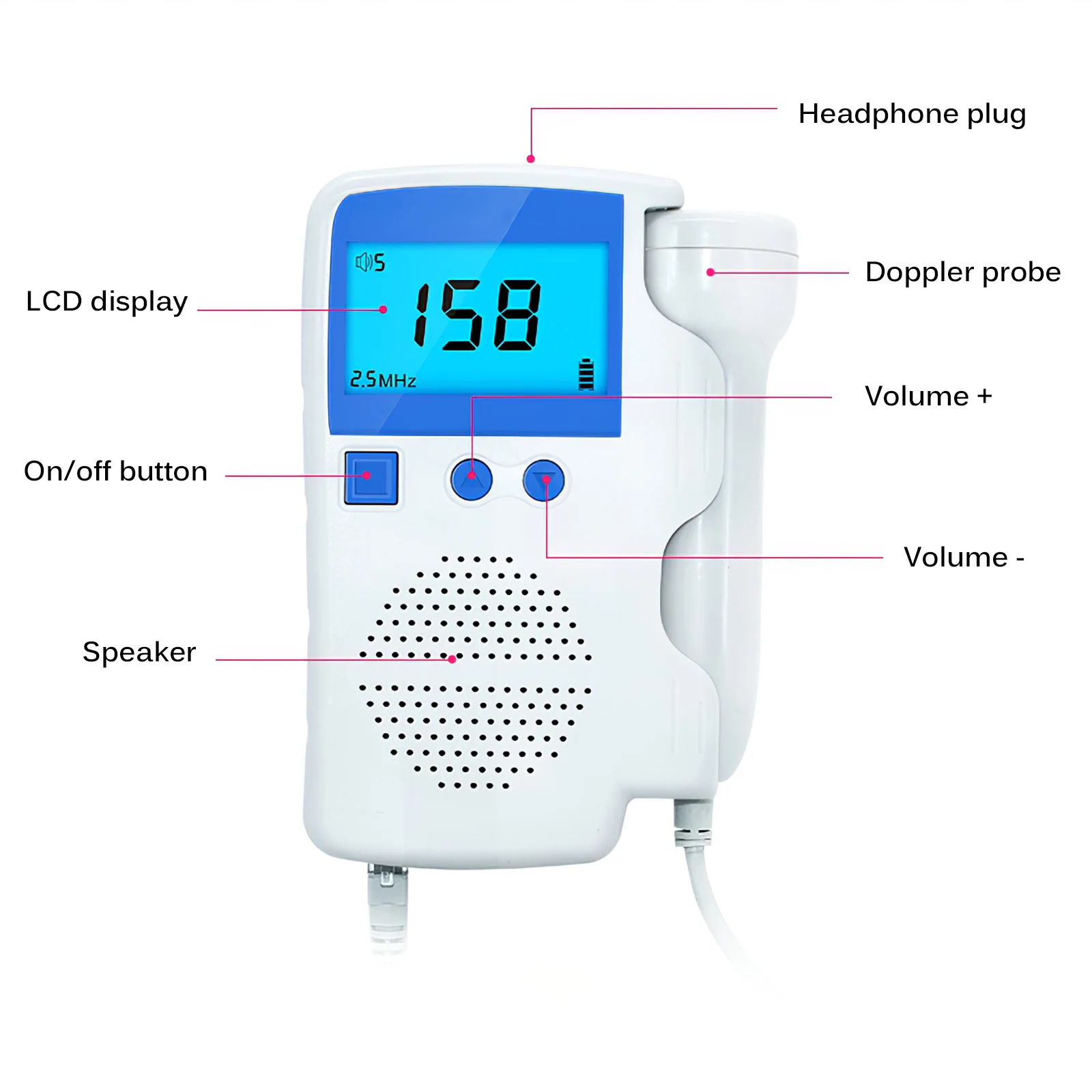 

Prenatal Fetal Doppler LCD Display Baby Heartbeat Monitor Baby Heart Rate Detector Sonar Doppler For Pregnant Women No Radiation