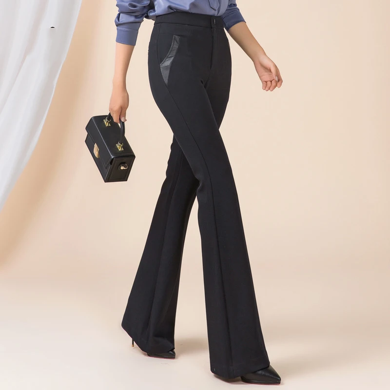 YUEY/Новинка Женские расклешенные брюки Сезон осень весна Длинные длинные ботинки