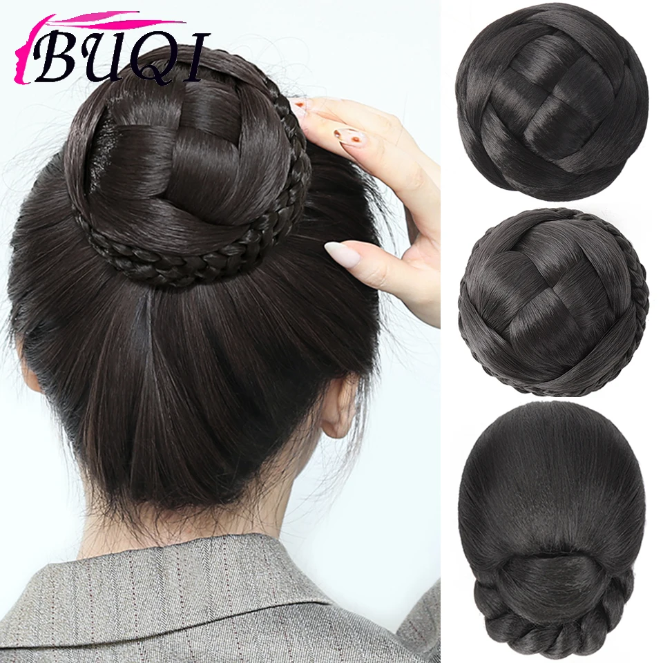 

BUQI Synthetic Fake Braided Hair Bun Heat Resistant Fiber Chignons HairPiece Accessories For Women Clip in Hair Extension