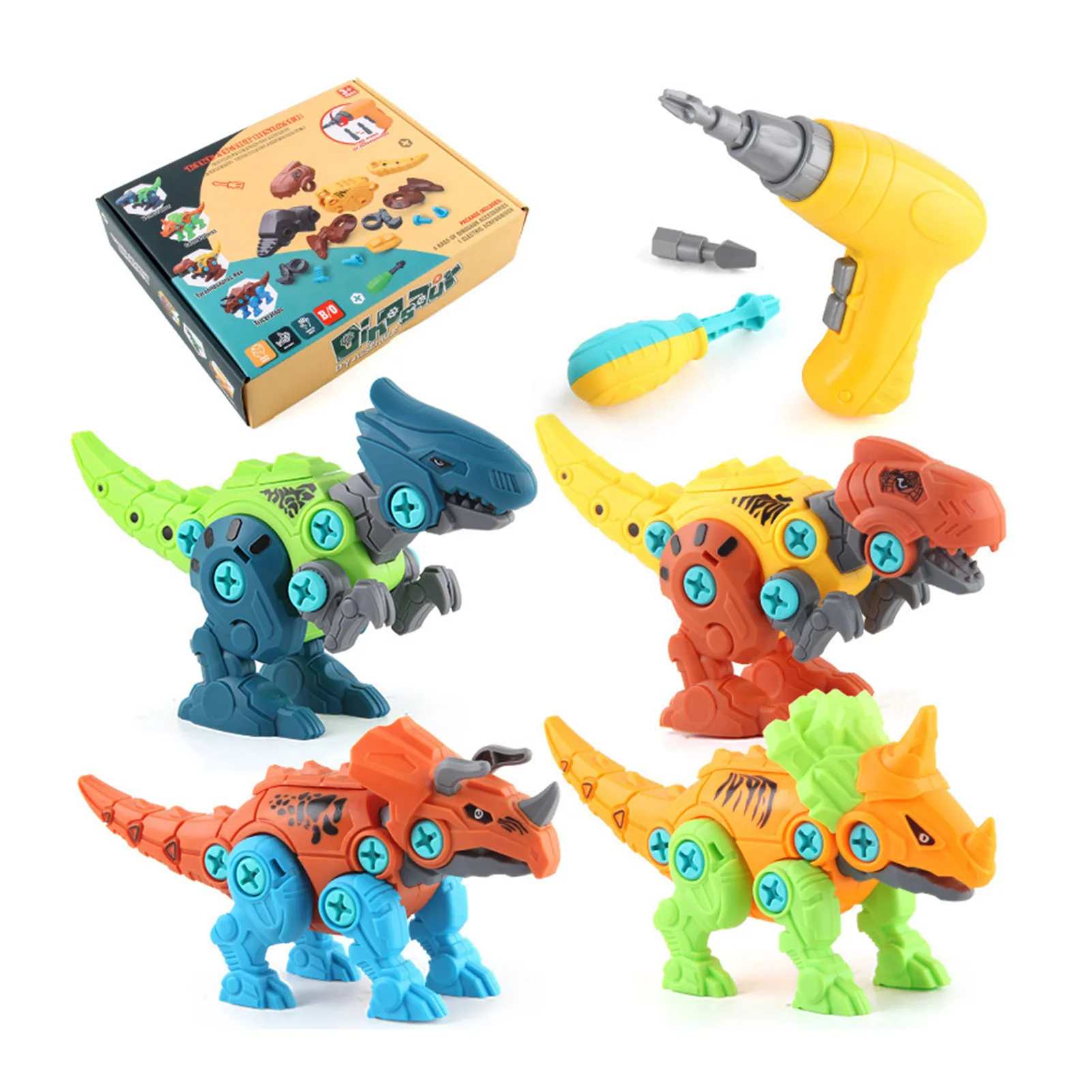 

Dino Toy Take Apart Dinosaur Toy Nut Splicing Dinosaur DIY Construction Set With Electric Drill For 5-7 Years Old Kids Christmas