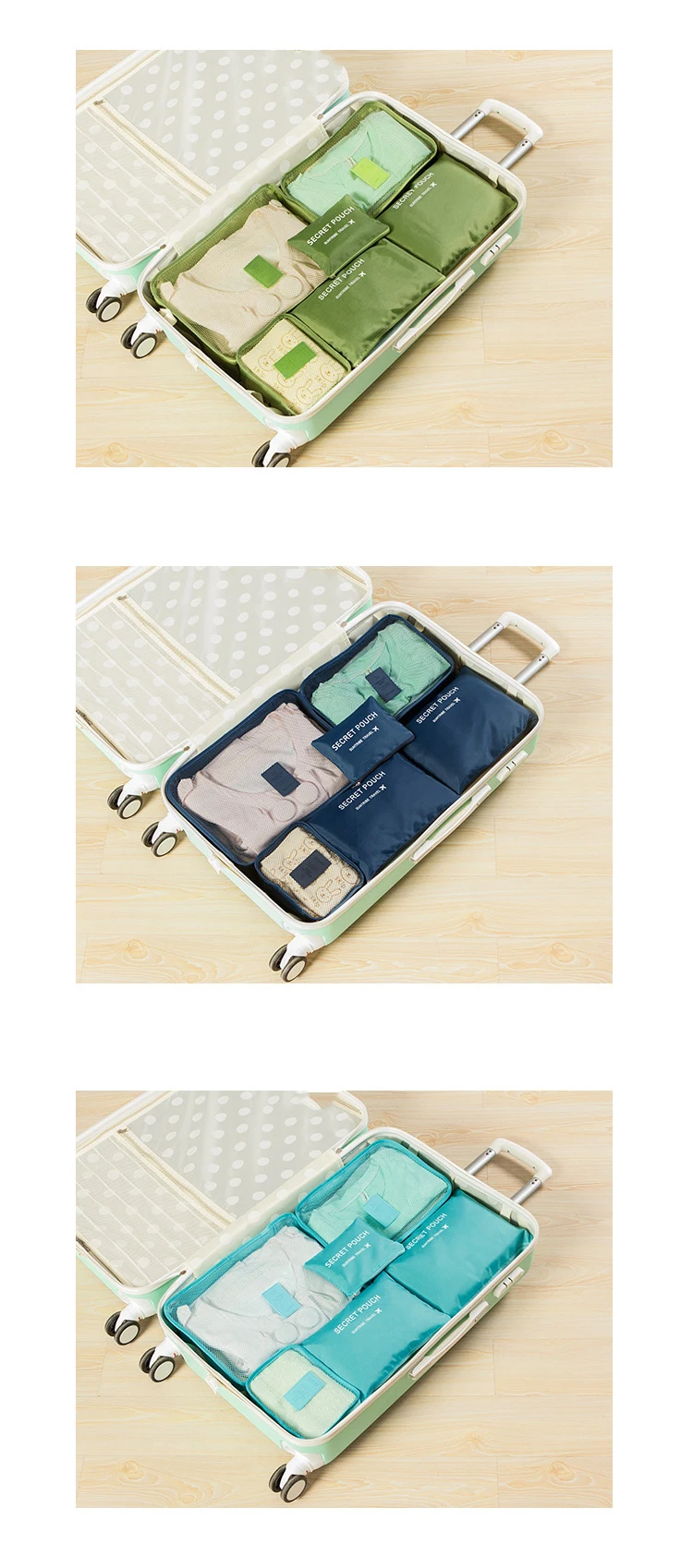 Travel 6Pcs Set Accessories suitcase organizer Clothes Storage Waterproof Bag Luggage Portable Organizer Packing Cube