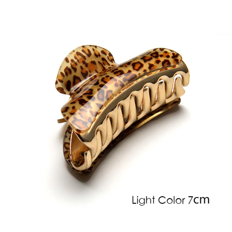 70mm Light Color Корейский женский стиль, леопардовые заколки для волос, крабы, когти, акрил, животный узор, заколки для волос, для женщин, девушек, аксессуары для волос - Цвет: 70mm Light Color
