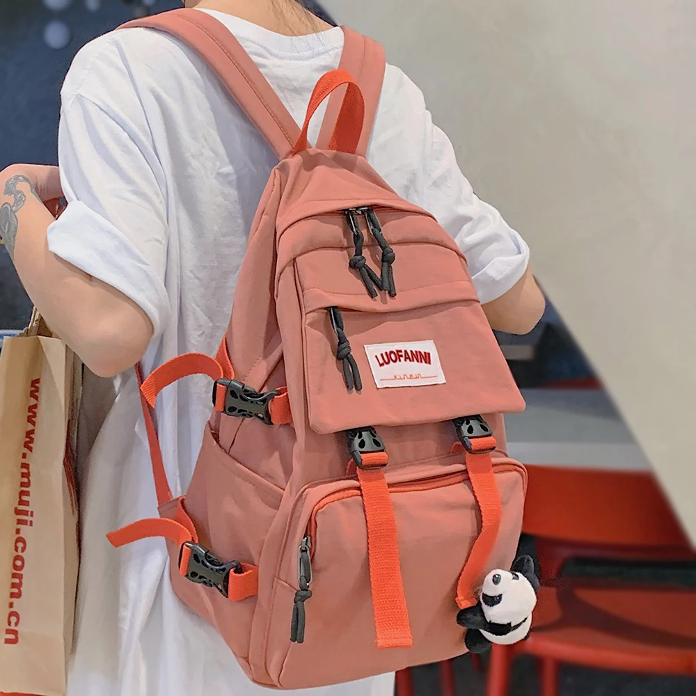 Студенческий рюкзак с пряжкой для девушек водонепроницаемый нейлоновый милый