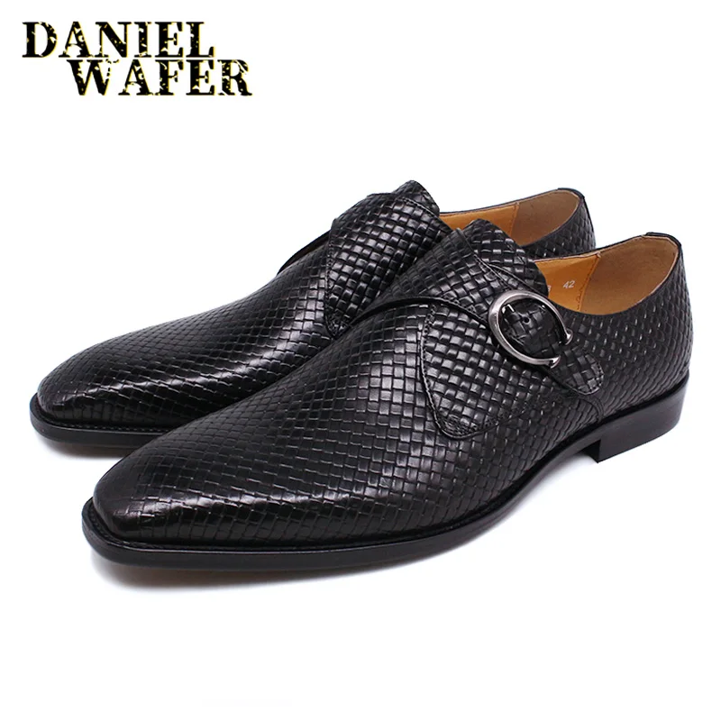 Luxury Men Loafers Shoes Classic Dress Genuine Leather Green Black Monk Strap Wedding Office Suit Size 38 To 47 | Обувь