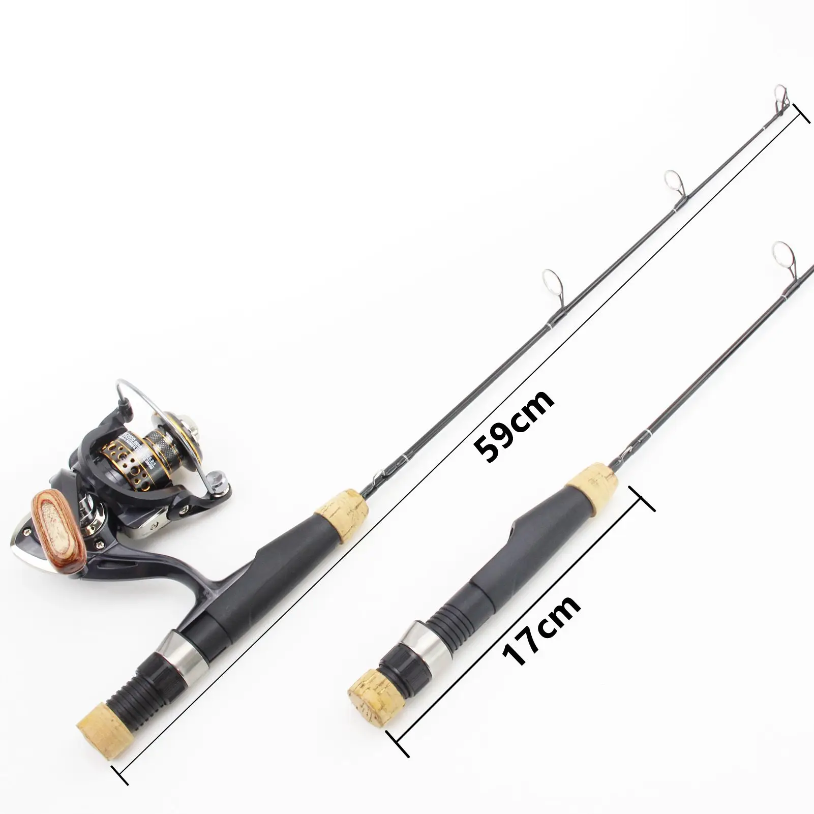 Акция! 59 см удочка для зимней рыбалки подледной карбоновый материал дорожный