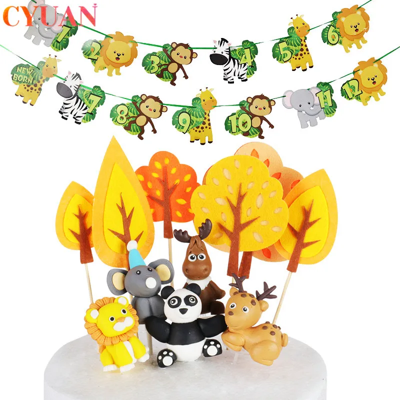 Баннер на день рождения в виде животных|Флажки вымпелы и конфетти| |