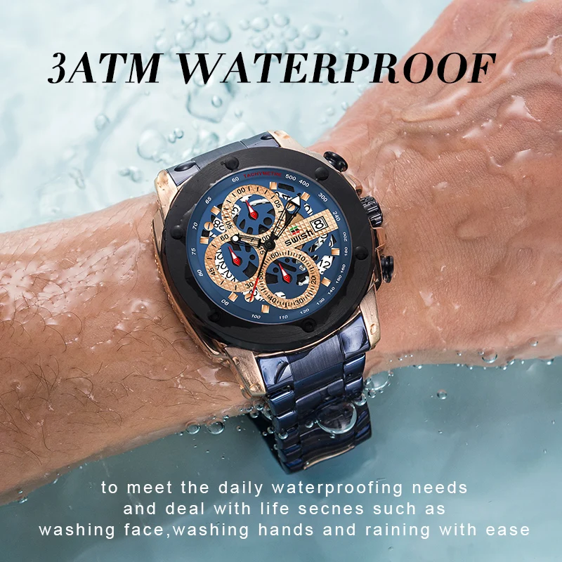 

SWISH 2020 Business Quartz Watches Fashion Top Stainless Steel Calendar Sports Chronograph Watch Luminous Wristwatch Relojes