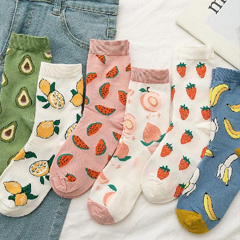 Фруктов детские носки хлопчатобумажные забавные Сезон весна лето Авокадо лимон