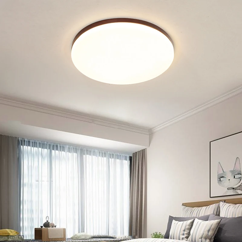 Круглый потолочный светильник для спальни ультратонкая лампа из массива дерева