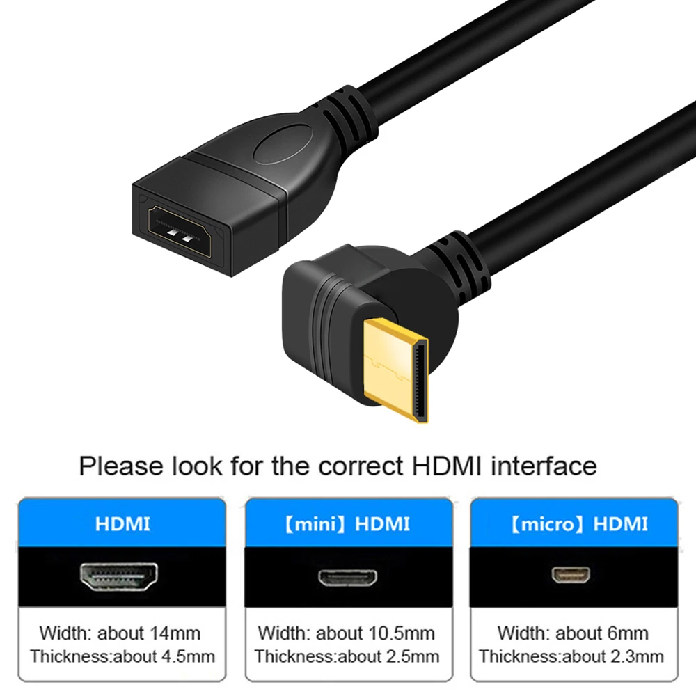 Вверх вниз правый левый угловой мини HDMI к штекер гнездо кабель 15 см для ноутбука