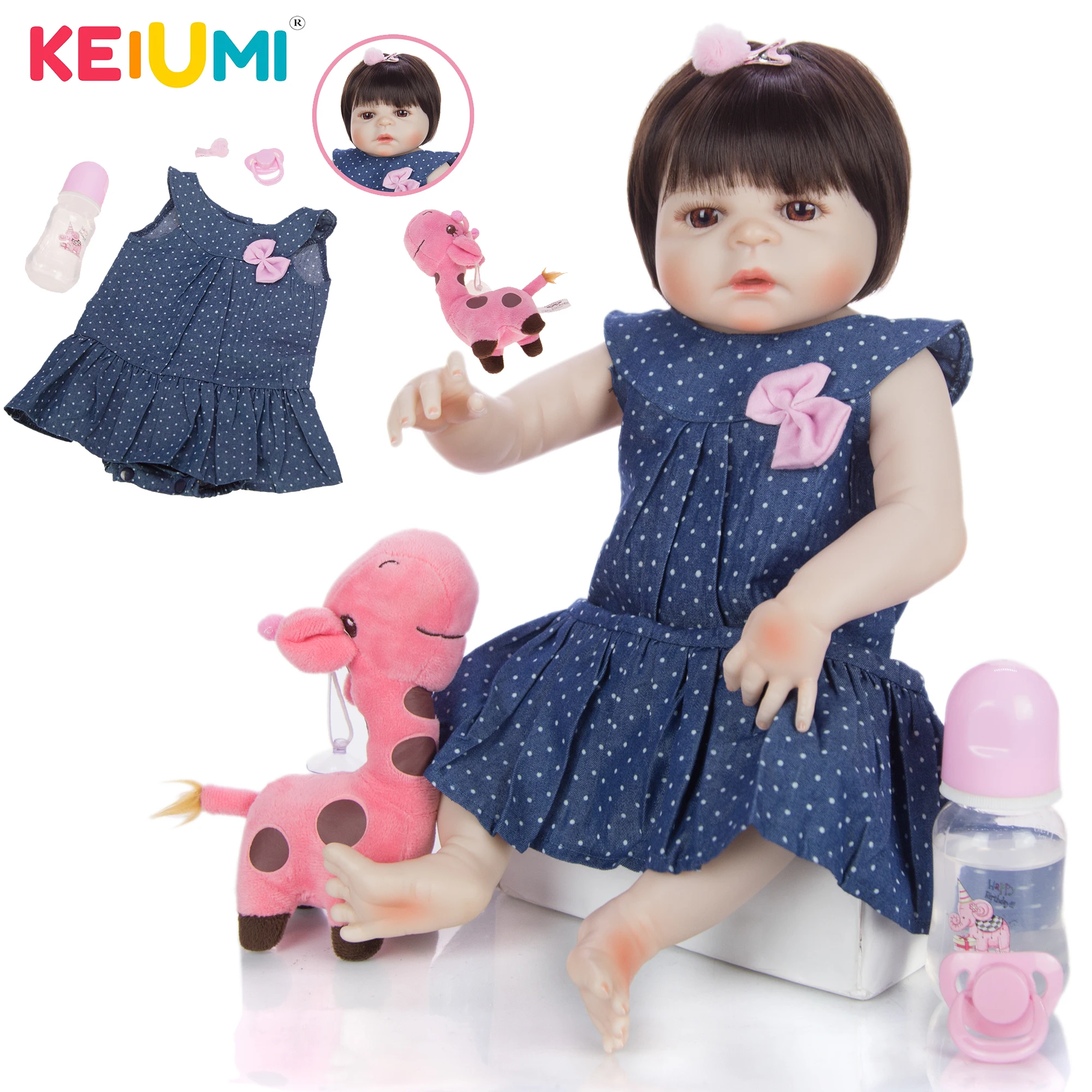 KEIUMI 19 дюймов Reborn девушка кукла полный силиконовые перерожденные куклы младенцы 48
