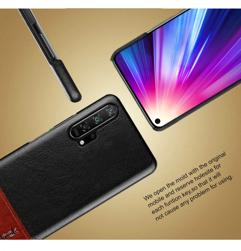Роскошные Чехлы Imak Ruiyi для huawei Nova 5t Honor20 Honor 20 Pro, тонкий чехол для задней крышки телефона, жесткий чехол для ПУ ПК, облегающие накладки